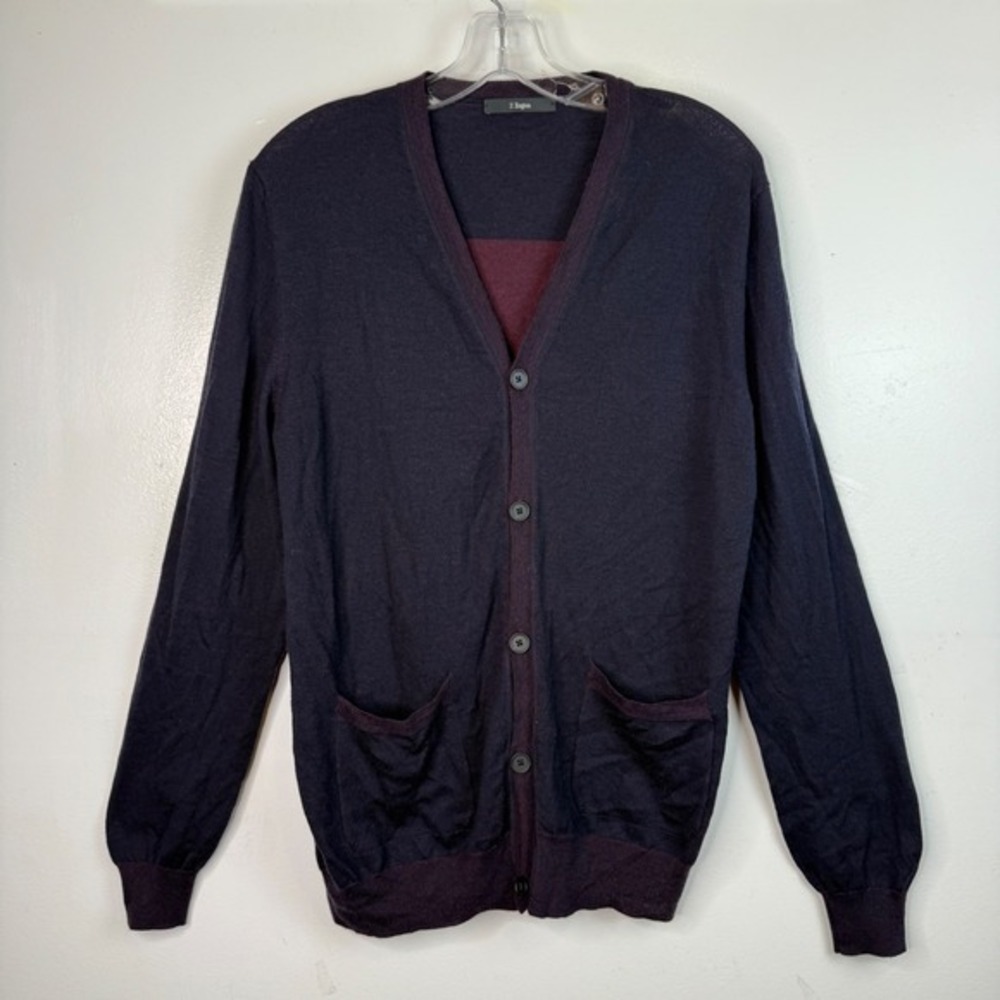 Z Zegna Mens 100% Wool Colorblock Pattern Cardigan Made in italy  size M